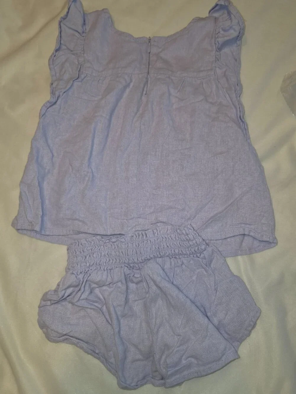 ReWash Shirt Shorts Set Little Girls XS Linen Blend Flutter Tank Top